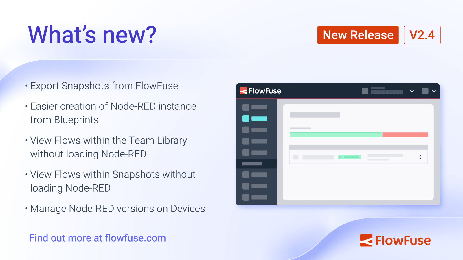 FlowFuse 2.4: making it easier to work with Snapshots, Blueprints & Devices