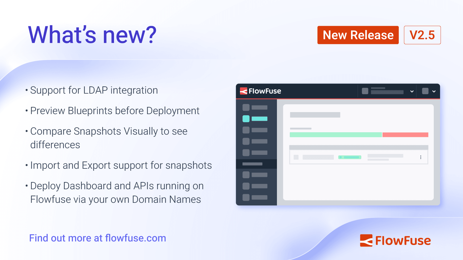 FlowFuse 2.5: New features to visualize snapshots, LDAP integration, and more