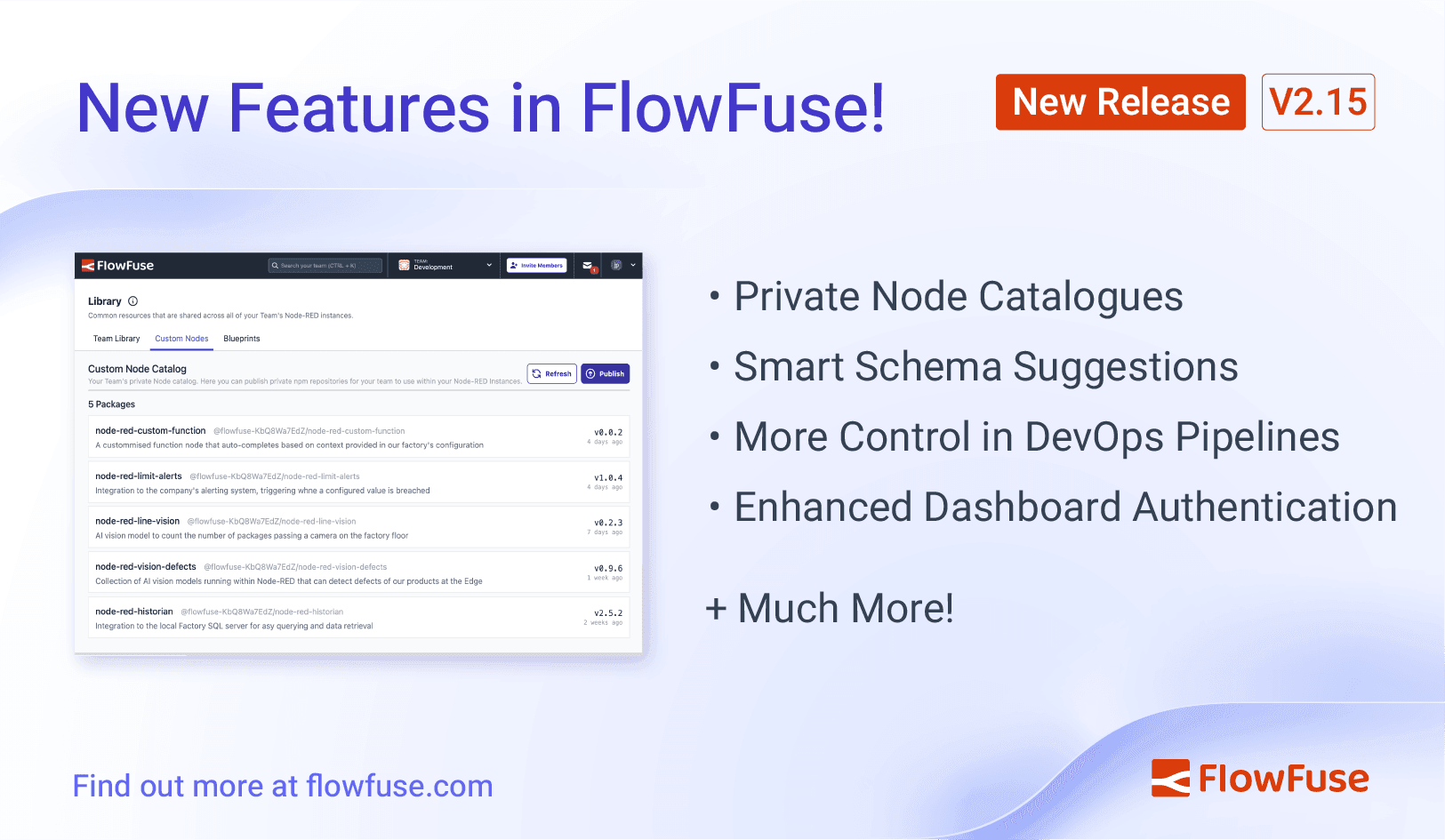 FlowFuse 2.15: Personal Node Collections, Smart Schema Suggestions and more control in DevOps Pipelines!