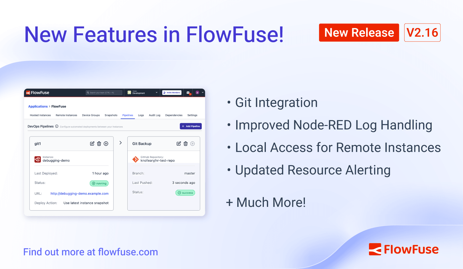 FlowFuse 2.16: Git Integration, improved log retention and more