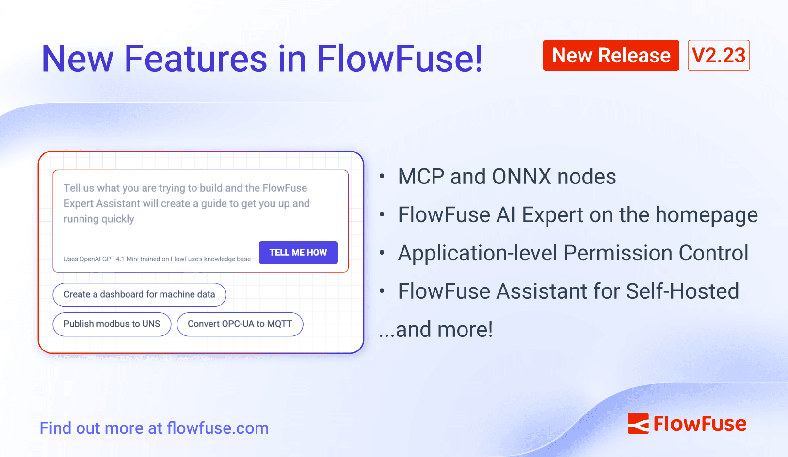 FlowFuse 2.23: MCP and ONNX nodes, FlowFuse AI Expert on the homepage, Application-level Permission Control, FlowFuse Expert for Self-Hosted, and more!