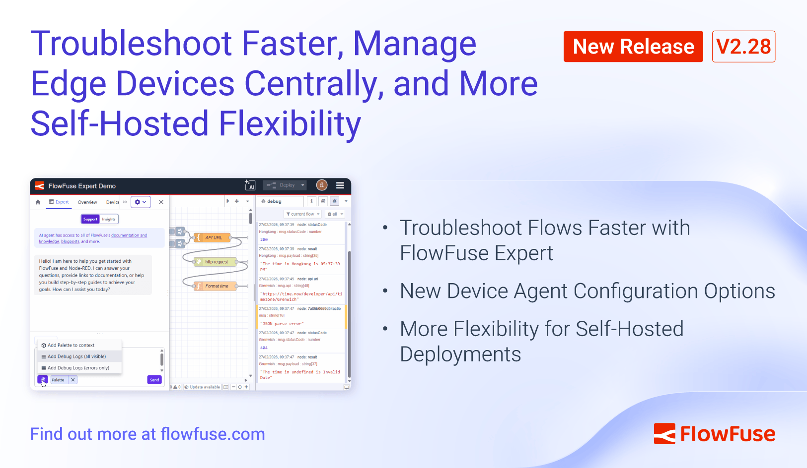 FlowFuse 2.28: Troubleshoot Faster, Manage Edge Devices Centrally, and More Self-Hosted Flexibility